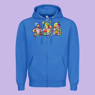 Autism Gnomes Zipper Hoodie Designed By Lillyallendesigns