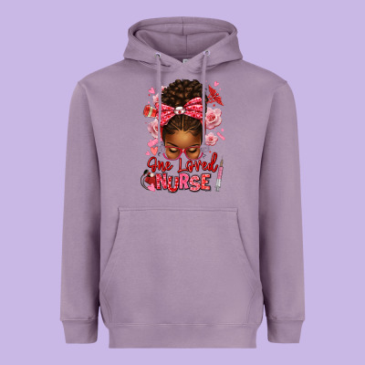 One Loved Nurse Afro Messy Bun Heavyweight Hoodie Designed By Texasbilliewilder