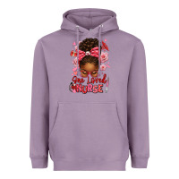 Lavender one loved nurse afro messy bun Heavyweight Hoodie - texasbilliewilder