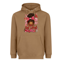 Toasted Coconut one loved nurse afro messy bun Heavyweight Hoodie - texasbilliewilder