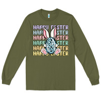 Army Green happy easter Long Sleeve Tee - MaliasSmallBusiness