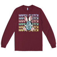 Burgundy happy easter Long Sleeve Tee - MaliasSmallBusiness