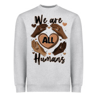 Heather Grey we are all humans Heavyweight Sweatshirt - MaliasSmallBusiness