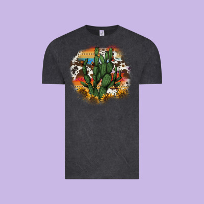 Cowhide Aztec Sunflowers Cactus Vintage Tee Designed By Adodesignshop
