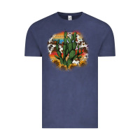 Vintage Denim cowhide aztec sunflowers cactus Vintage Tee - AdoDesignShop