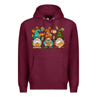 Burgundy Fall gnomes Premium Hoodie - NancyCooperArtShop