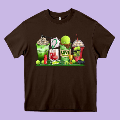 Tennis Coffee Cups Heavy Core Tee Designed By Zillion Design Studio