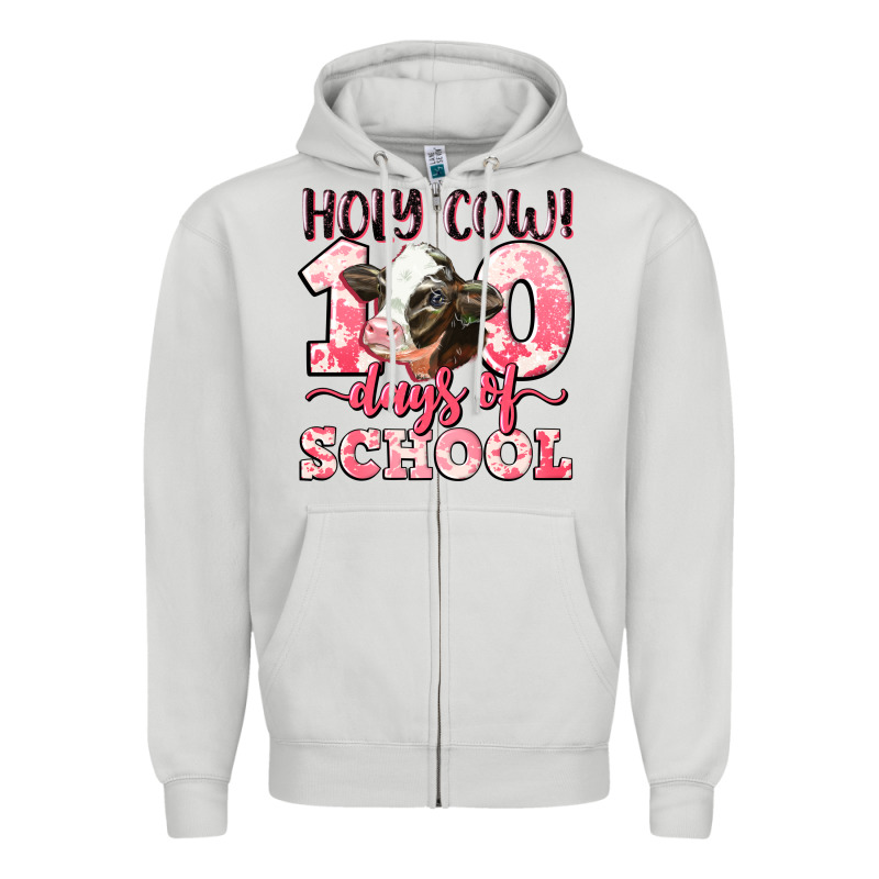 Holy Cow 100 Days Of School Zipper Hoodie by LillyAllenDesigns | Teevron