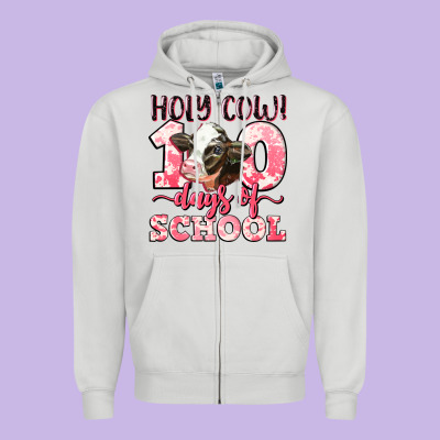 Holy Cow 100 Days Of School Zipper Hoodie Designed By Lillyallendesigns