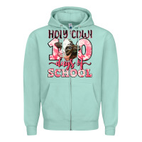 Seafoam holy cow 100 days of school Zipper Hoodie - LillyAllenDesigns