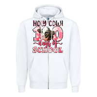 White holy cow 100 days of school Zipper Hoodie - LillyAllenDesigns