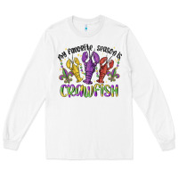 White my favorite season is crawfish Long Sleeve Tee - MaliasSmallBusiness