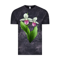 Cloud Black Pink And White Lady's Slipper Flower Illustrations Vintage Tee - LillyAllenDesigns