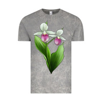 Cloud Rock Pink And White Lady's Slipper Flower Illustrations Vintage Tee - LillyAllenDesigns