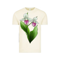 Vintage Arctic Pink And White Lady's Slipper Flower Illustrations Vintage Tee - LillyAllenDesigns