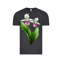 Vintage Black Pink And White Lady's Slipper Flower Illustrations Vintage Tee - LillyAllenDesigns