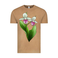 Vintage Camel Pink And White Lady's Slipper Flower Illustrations Vintage Tee - LillyAllenDesigns