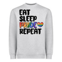 Heather Grey eat sleep pride repeat Heavyweight Sweatshirt - MaliasSmallBusiness