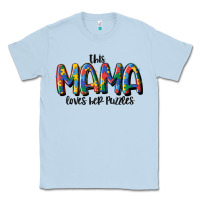Dusty Blue this mama loves her puzzle Classic Tee - MaliasSmallBusiness