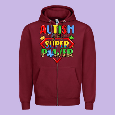 Autism Is My Superpower Zipper Hoodie Designed By Lillyallendesigns