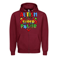 Burgundy autism is my superpower Zipper Hoodie - LillyAllenDesigns