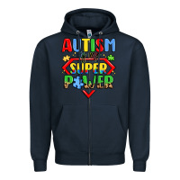 Navy autism is my superpower Zipper Hoodie - LillyAllenDesigns