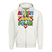Oatmeal Heather autism is my superpower Zipper Hoodie - LillyAllenDesigns