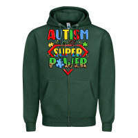 Sports Green autism is my superpower Zipper Hoodie - LillyAllenDesigns