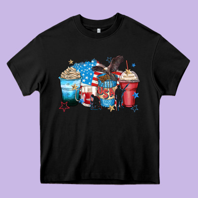 Usa Coffee Cups Heavy Core Tee Designed By Zillion Design Studio