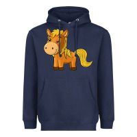 Navy cute horse Heavyweight Hoodie - texasbilliewilder