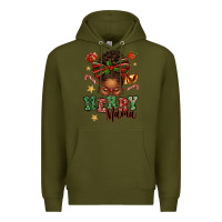 Army Green merry mama afro messy bun Premium Hoodie - texasbilliewilder
