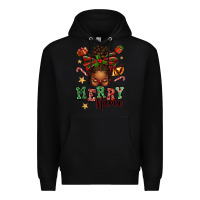 Black merry mama afro messy bun Premium Hoodie - texasbilliewilder
