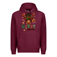 Burgundy merry mama afro messy bun Premium Hoodie - texasbilliewilder