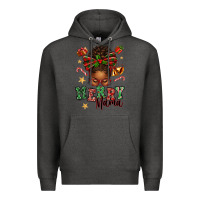 Charcoal Heather merry mama afro messy bun Premium Hoodie - texasbilliewilder