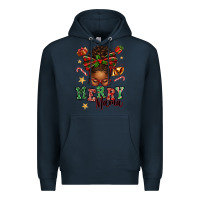Navy merry mama afro messy bun Premium Hoodie - texasbilliewilder