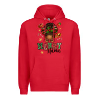 Red merry mama afro messy bun Premium Hoodie - texasbilliewilder
