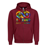 Burgundy be kind autism awareness infinity symbol Zipper Hoodie - LillyAllenDesigns