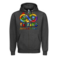 Charcoal Heather be kind autism awareness infinity symbol Zipper Hoodie - LillyAllenDesigns