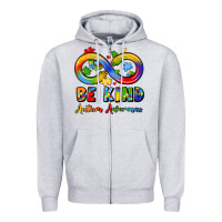 Heather Grey be kind autism awareness infinity symbol Zipper Hoodie - LillyAllenDesigns