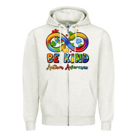 Oatmeal Heather be kind autism awareness infinity symbol Zipper Hoodie - LillyAllenDesigns