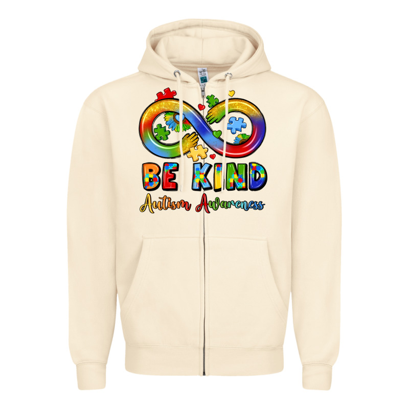 Be Kind Autism Awareness Infinity Symbol Zipper Hoodie by LillyAllenDesigns | Teevron