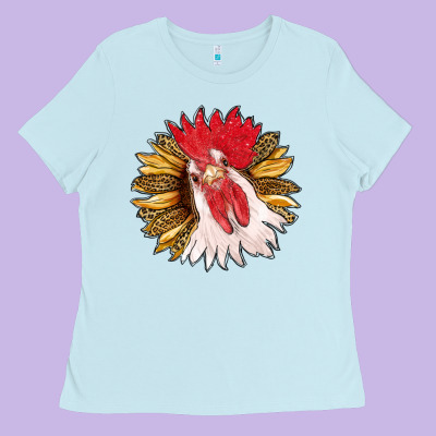 Sunflower With Rooster Ladies Tee Designed By Ranaportraitstore