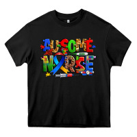 Black ausome autism nurse Heavy Core Tee - Zillion Design Studio