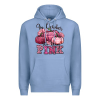 Colony Blue in october we wear pink pumpkin Premium Hoodie - texasbilliewilder
