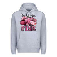 Heather Grey in october we wear pink pumpkin Premium Hoodie - texasbilliewilder