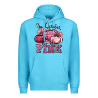 Ocean Blue in october we wear pink pumpkin Premium Hoodie - texasbilliewilder