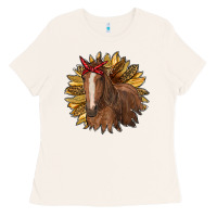 Bone sunflower with horse Ladies Tee - RanaPortraitStore