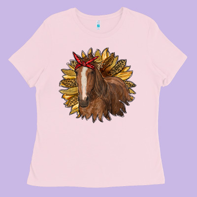 Sunflower With Horse Ladies Tee Designed By Ranaportraitstore