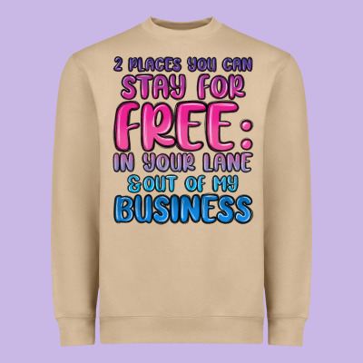2 Places You Can Stay For Free In Your Lane And Ou Heavyweight Sweatshirt Designed By Maliassmallbusiness