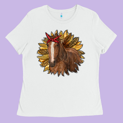 Sunflower With Horse Ladies Tee Designed By Ranaportraitstore